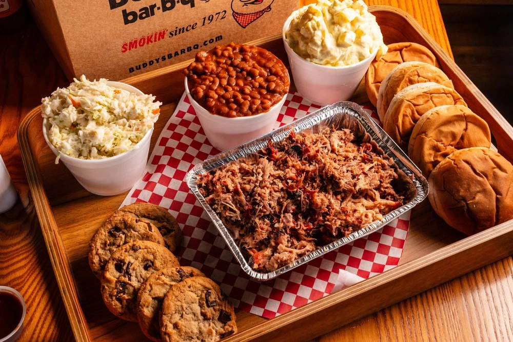 Buddy's Bar-b-q Family Pack with pulled pork