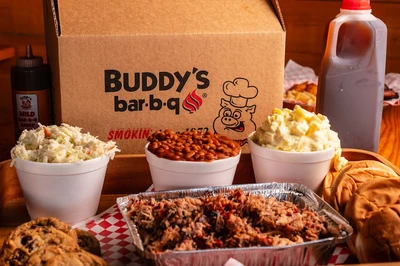 family pack or hickory-smoked barbecue in Sevierville TN at Buddy's