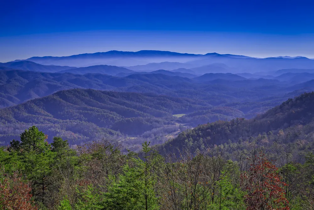 blue haze on Great Smoky Mountains in fall